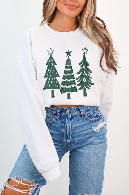 Christmas Trees Graphic Fleece Sweatshirts - Love Salve 