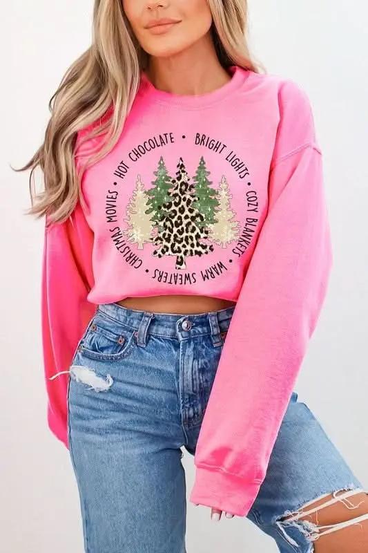 Christmas Trees Graphic Fleece Sweatshirts - Love Salve 