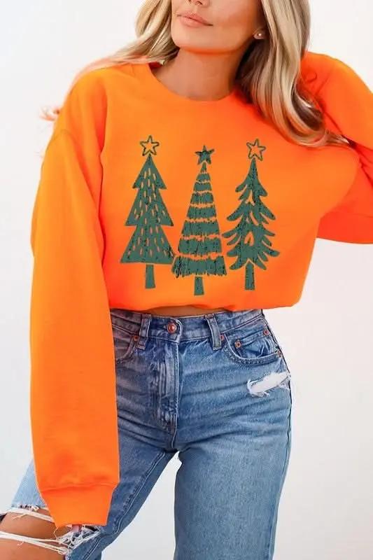 Christmas Trees Graphic Fleece Sweatshirts - Love Salve 