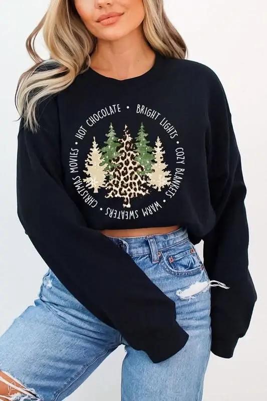 Christmas Trees Graphic Fleece Sweatshirts - Love Salve 