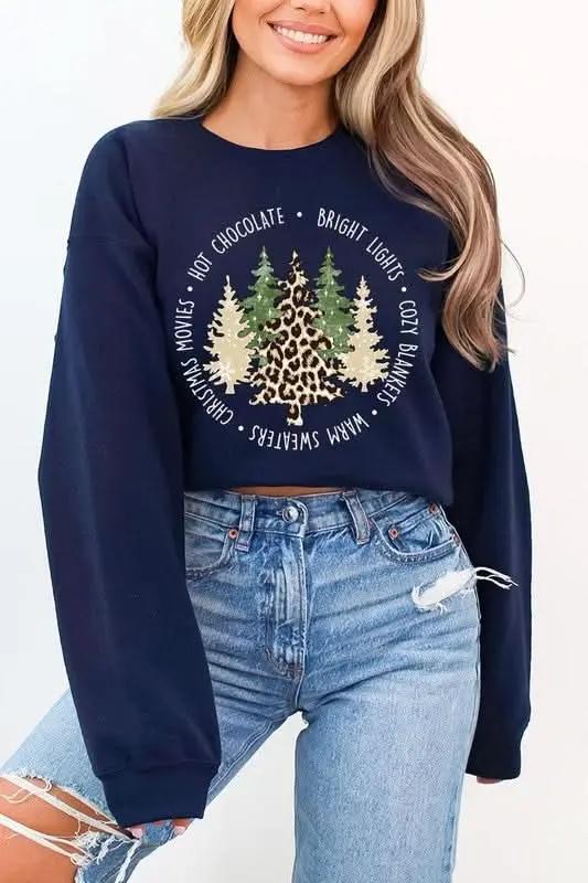 Christmas Trees Graphic Fleece Sweatshirts - Love Salve 