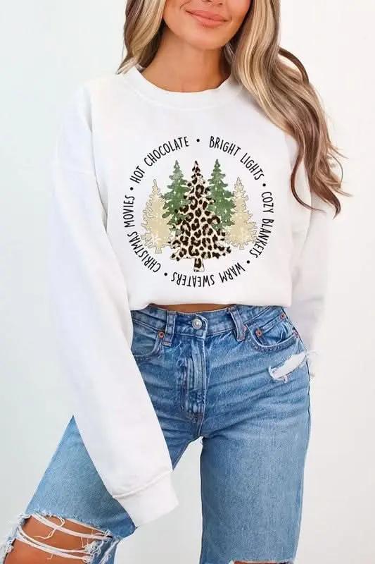Christmas Trees Graphic Fleece Sweatshirts - Love Salve 