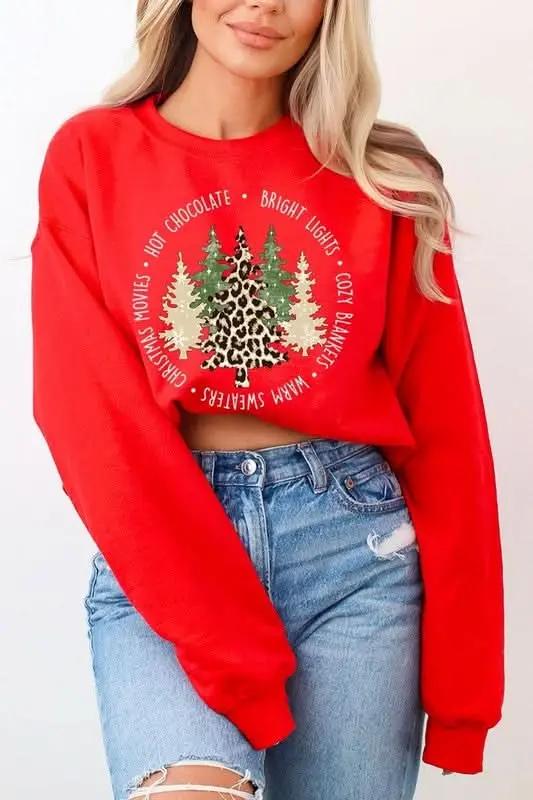 Christmas Trees Graphic Fleece Sweatshirts - Love Salve 