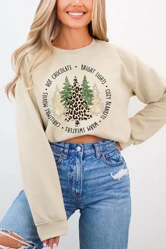 Christmas Trees Graphic Fleece Sweatshirts - Love Salve 