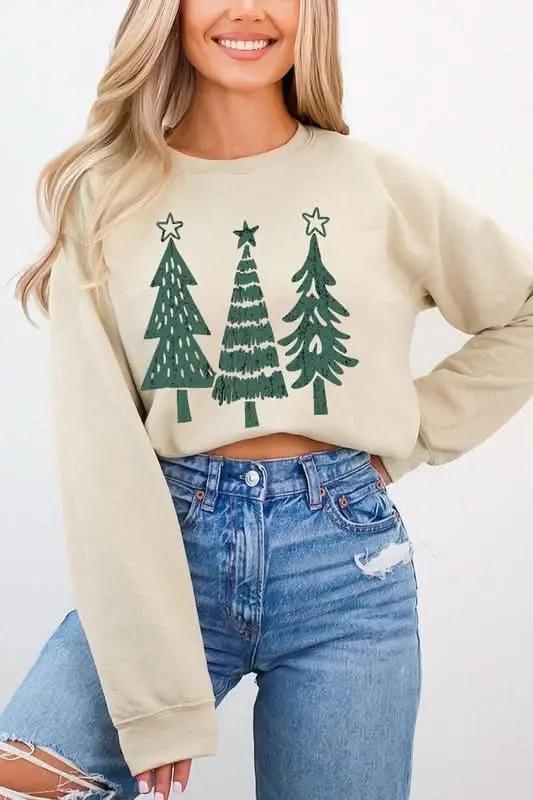 Christmas Trees Graphic Fleece Sweatshirts - Love Salve 