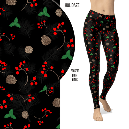 Holidaze Holly Berry Leggings with Pocket MM