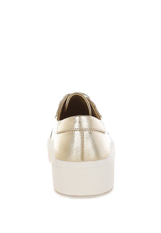 Cincinati Metallic Pleather Chunky Sneakers for Comfort - Love Salve 
