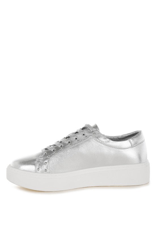 Cincinati Metallic Pleather Chunky Sneakers for Comfort - Love Salve 