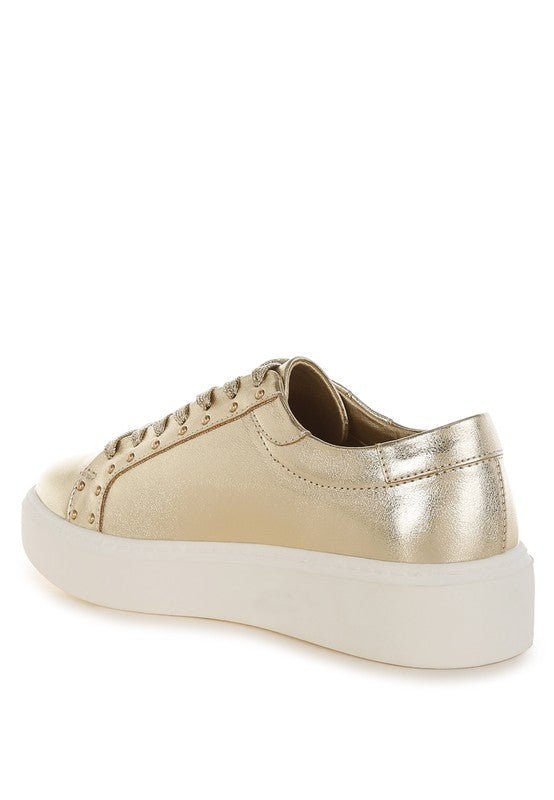 Cincinati Metallic Pleather Chunky Sneakers for Comfort - Love Salve 