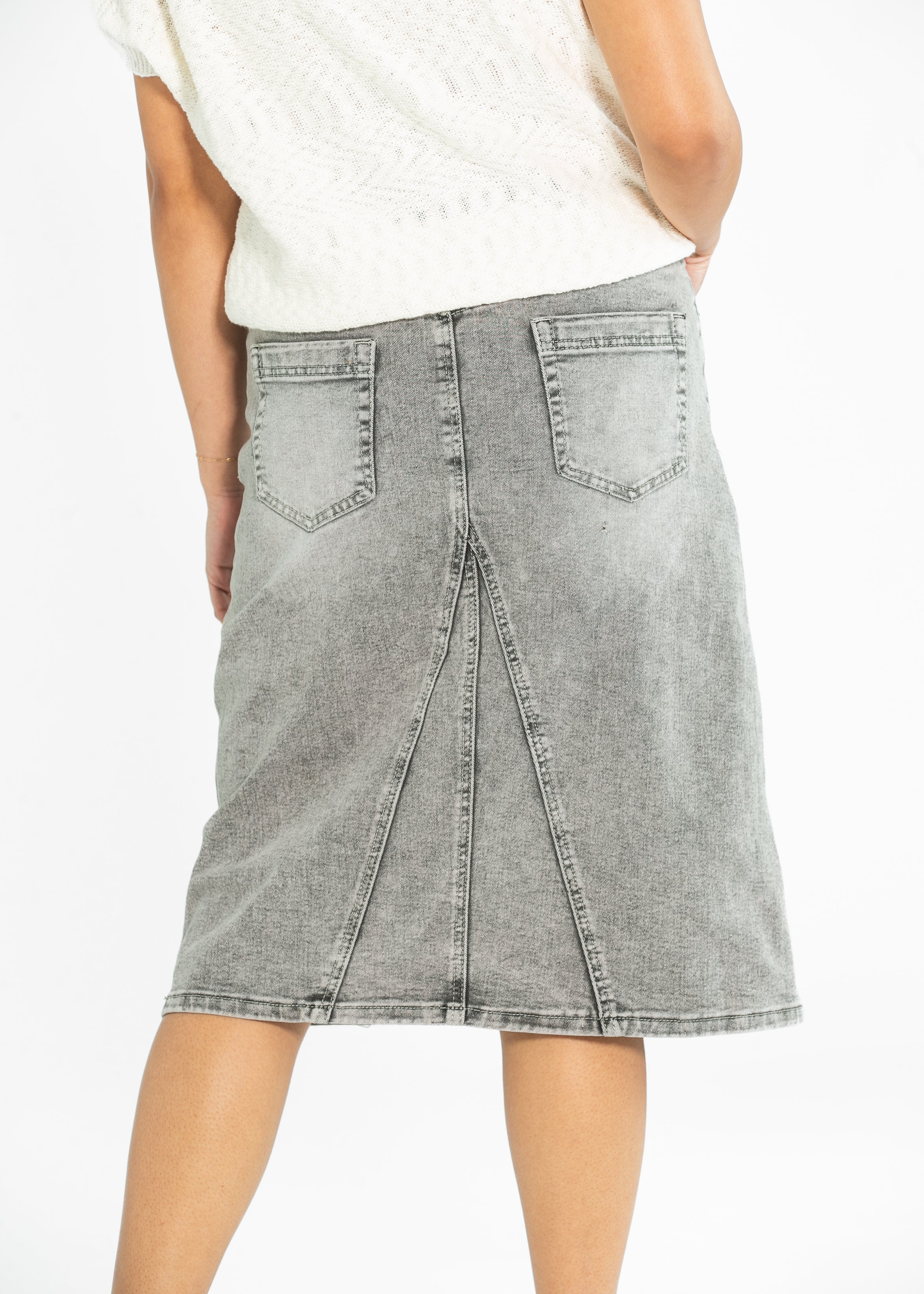 Claire A-line Denim Midi Skirt Inherit Co.
