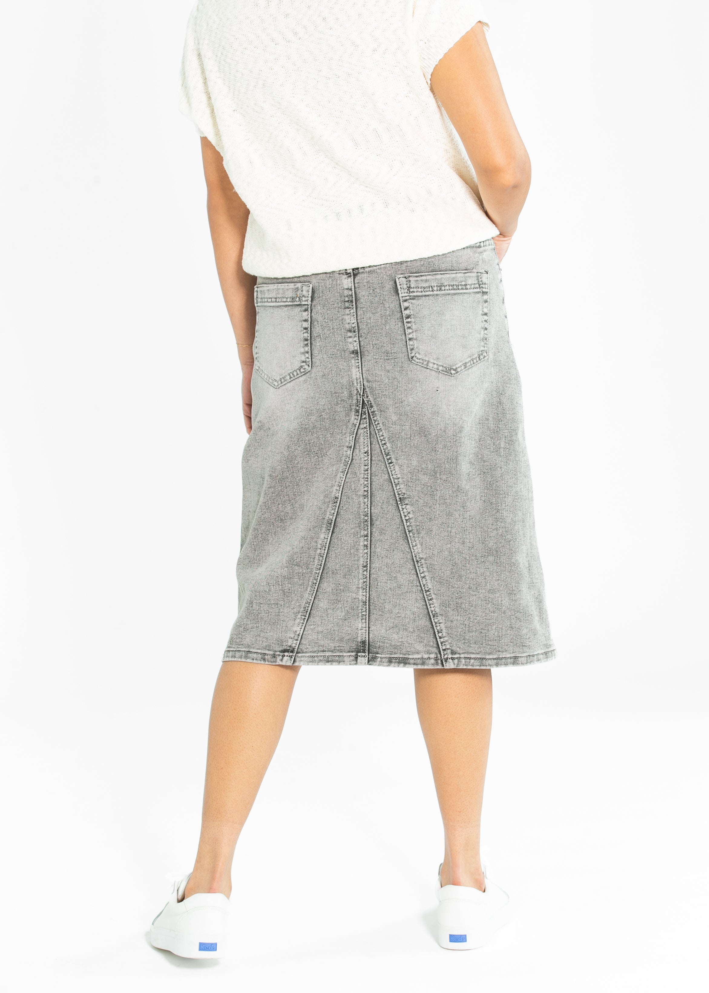 Claire A-line Denim Midi Skirt Inherit Co.