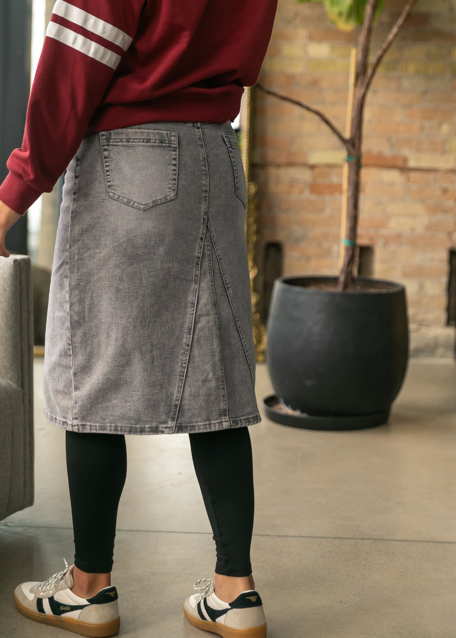 Claire A-line Denim Midi Skirt Inherit Co.