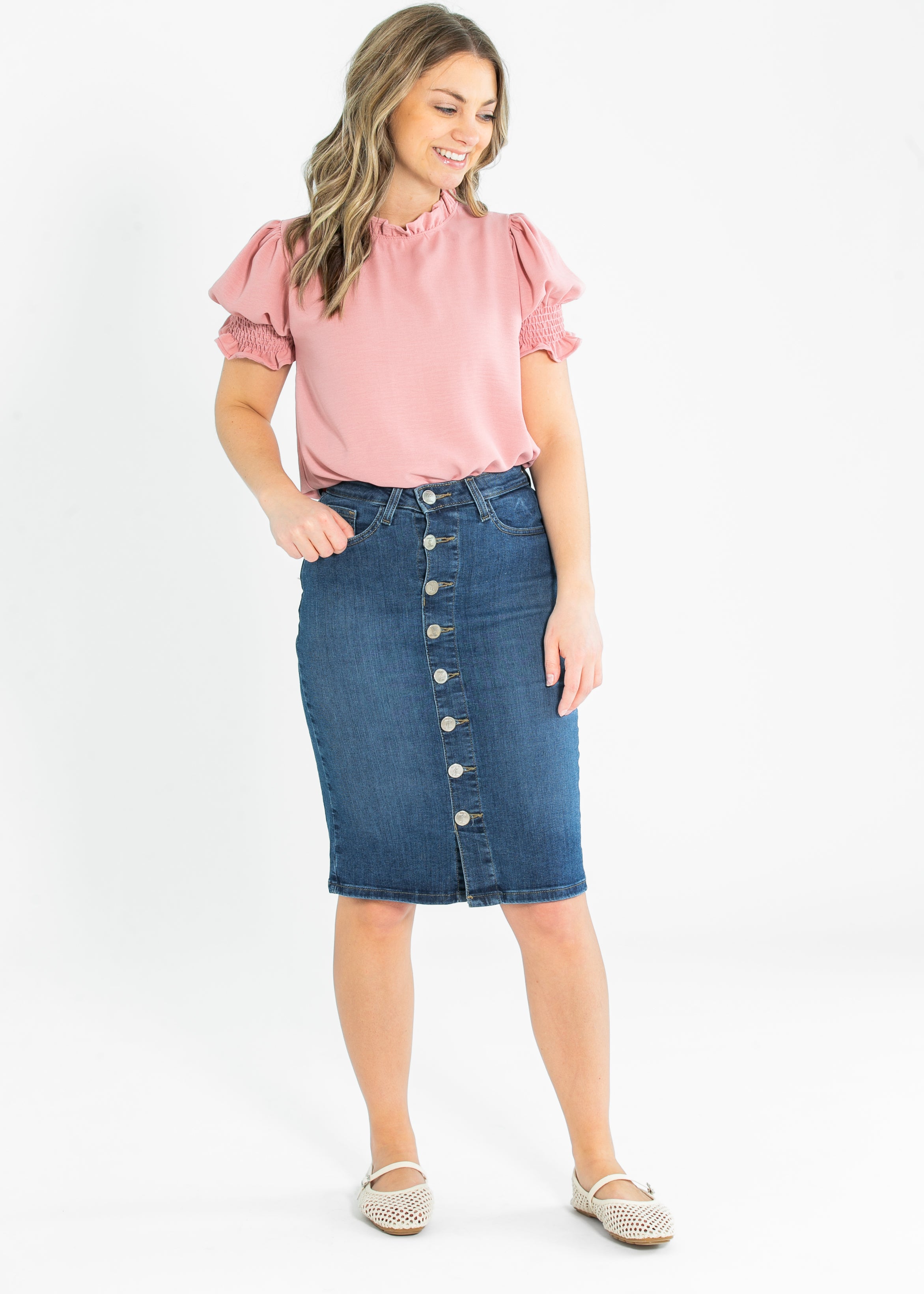 Clara Ruffle Mockneck Short Sleeve Top - FINAL SALE Inherit Co.