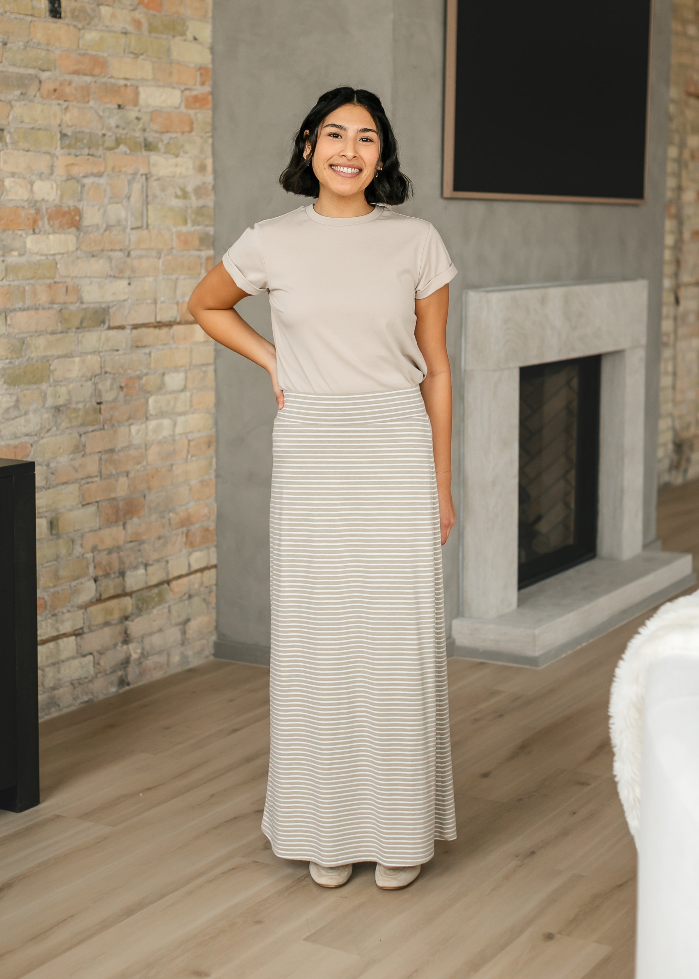 Clarise Striped Premium Knit Maxi Skirt Inherit Co.