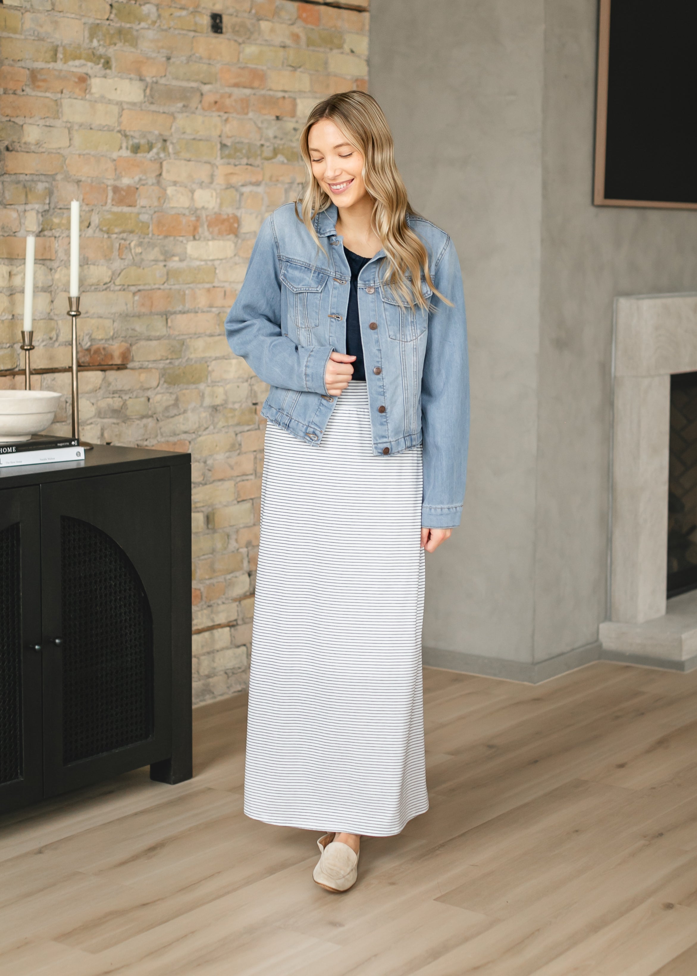 Clarise Striped Premium Knit Maxi Skirt Inherit Co.