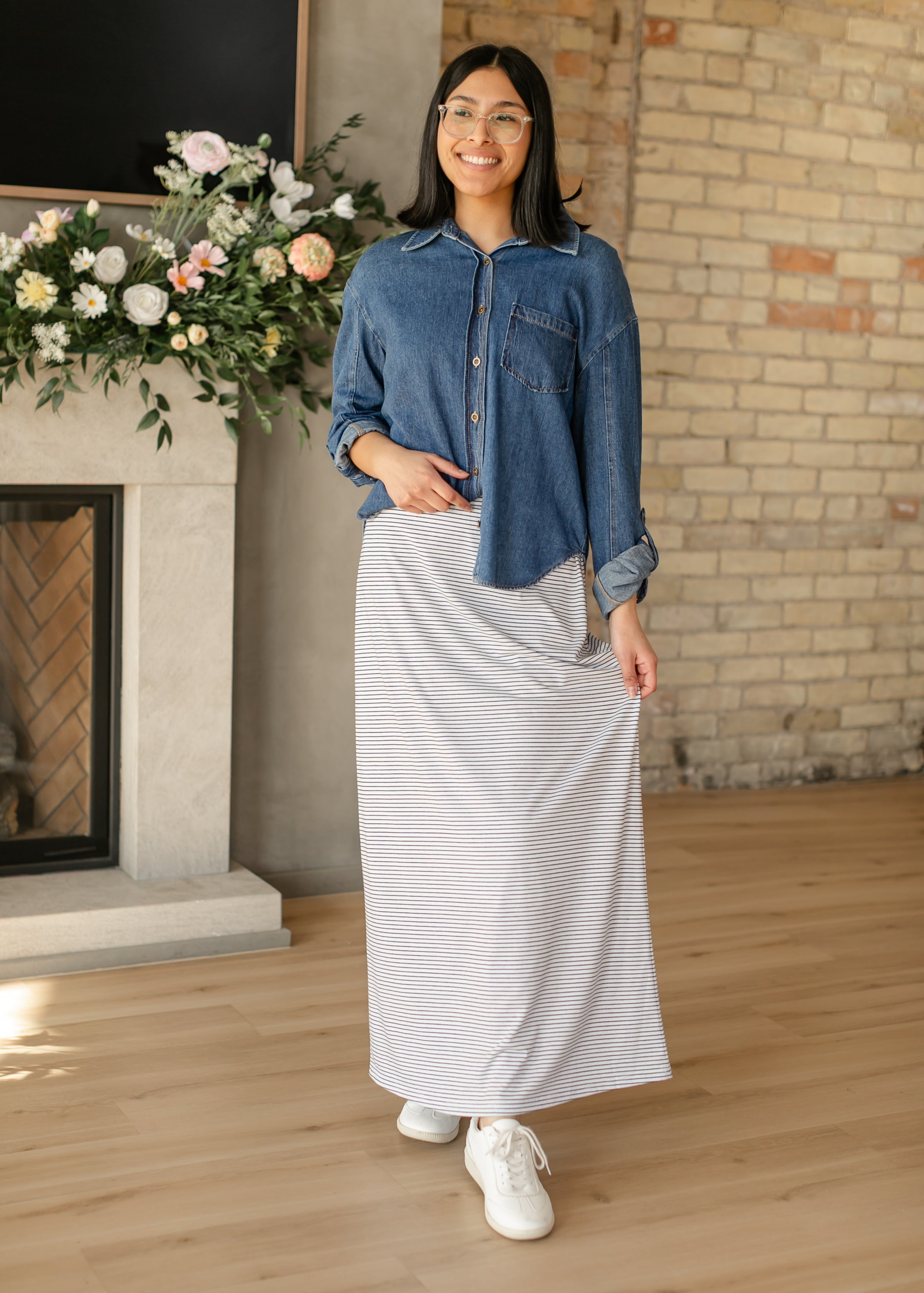 Clarise Striped Premium Knit Maxi Skirt Inherit Co.