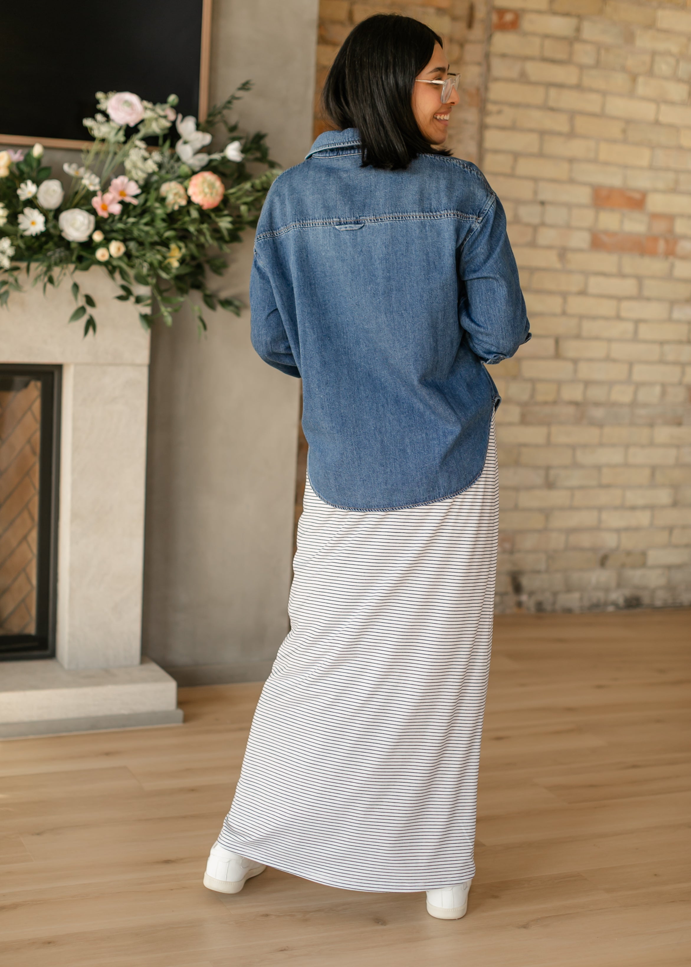 Clarise Striped Premium Knit Maxi Skirt Inherit Co.