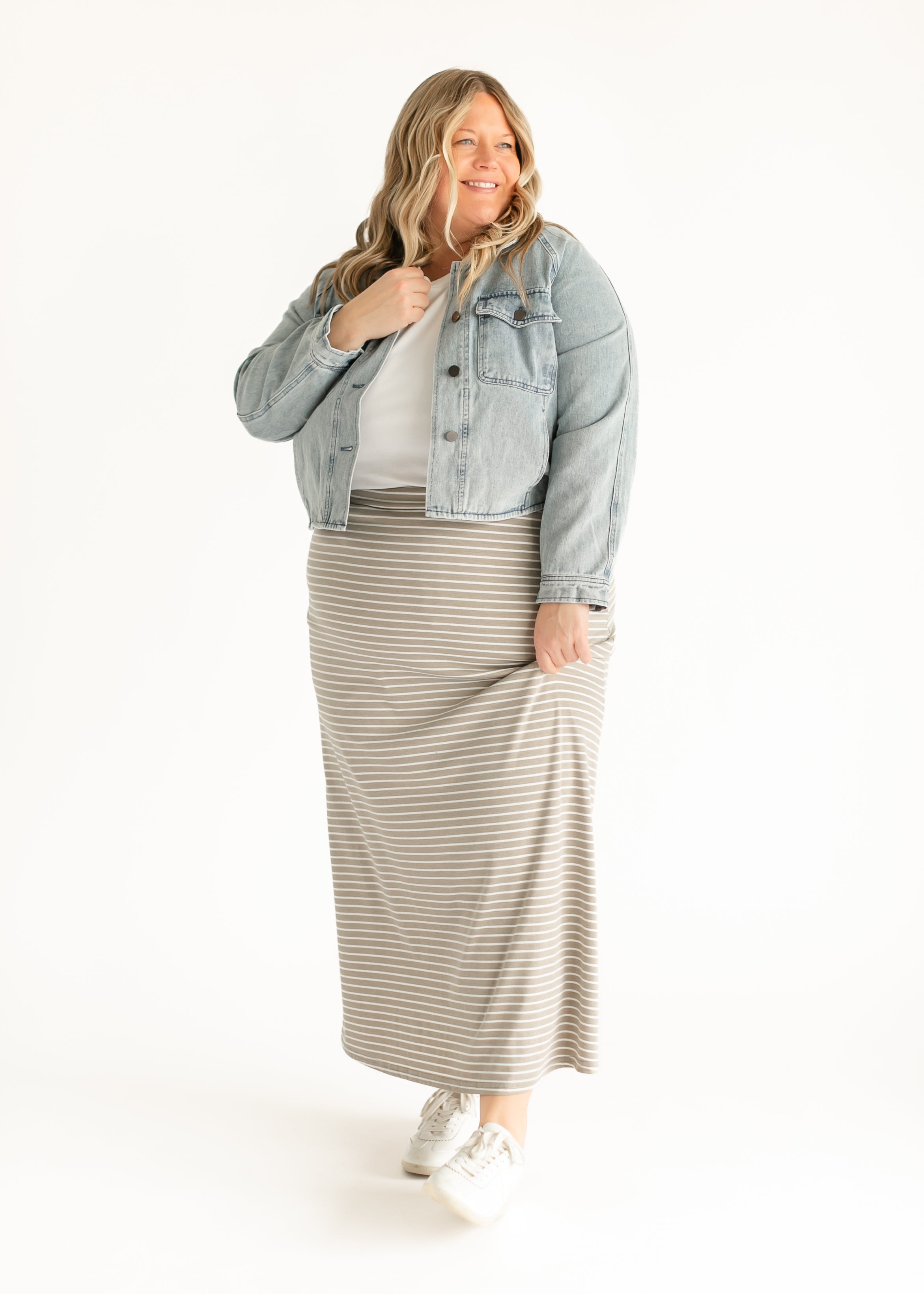 Clarise Striped Premium Knit Maxi Skirt Inherit Co.
