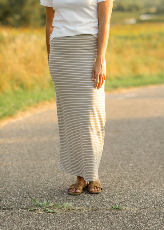 Clarise Striped Premium Knit Maxi Skirt Inherit Co.