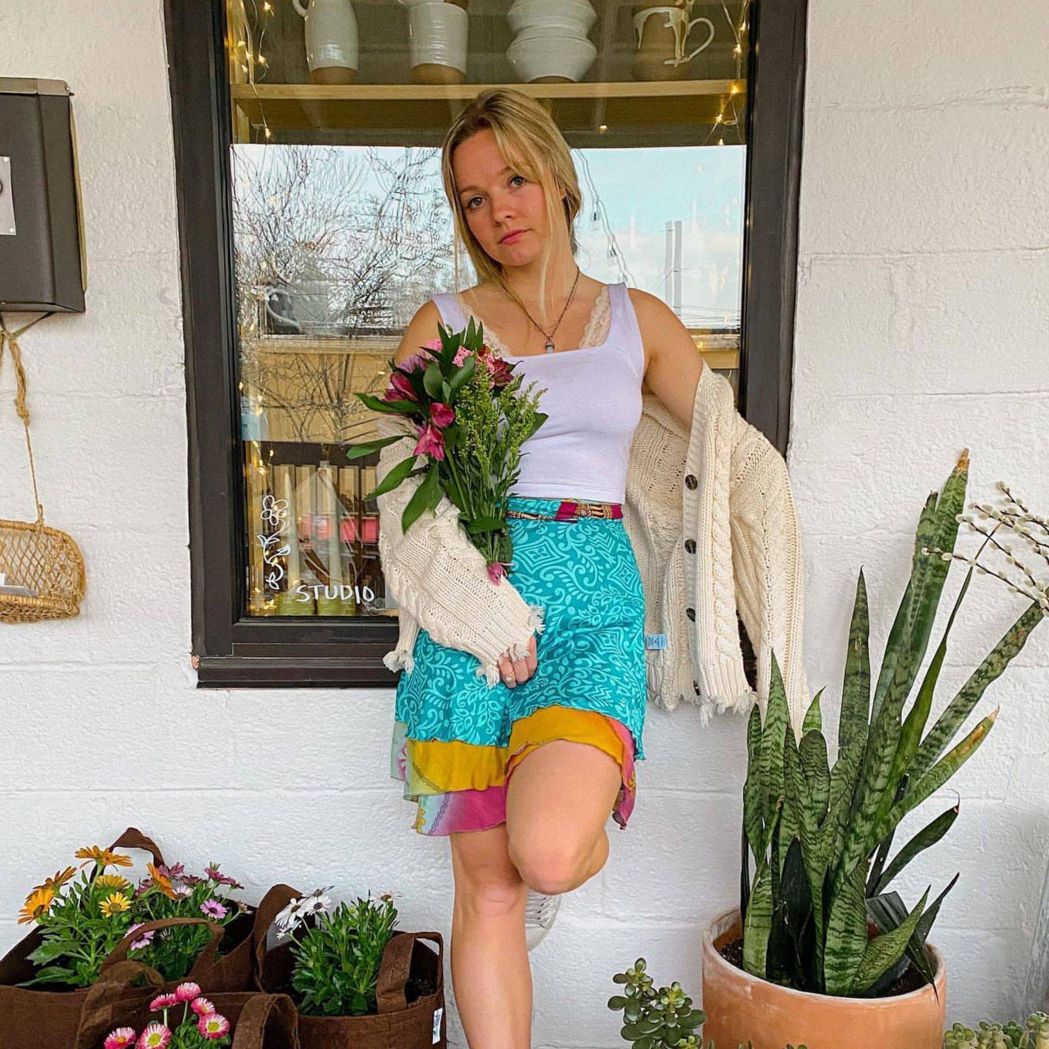 Knee Length Mini Sari Wrap Skirts Lightweight Summer Wardrobe Essential Flirty Beachside Style Darn Good Yarn