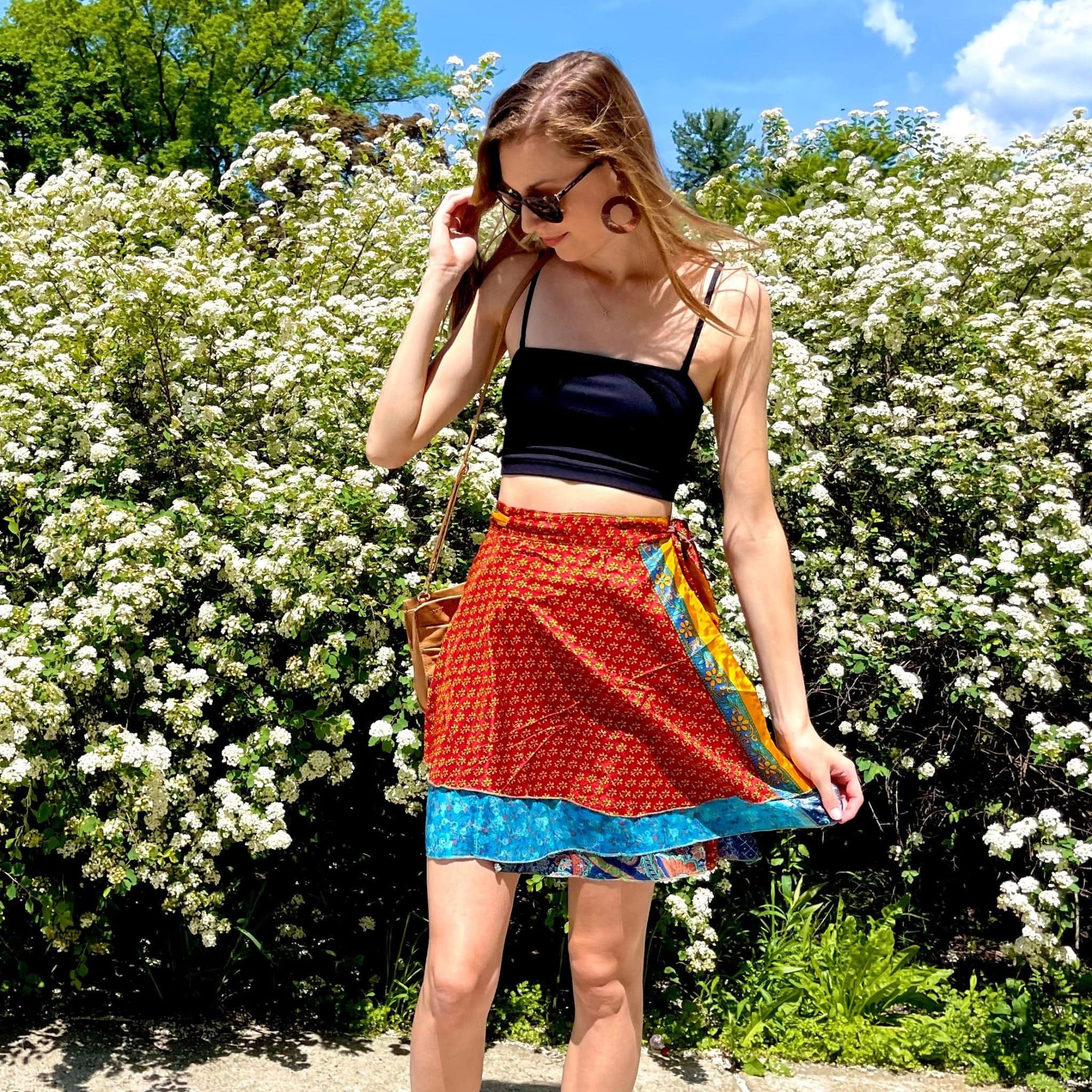 Knee Length Mini Sari Wrap Skirts Lightweight Summer Wardrobe Essential Flirty Beachside Style Darn Good Yarn