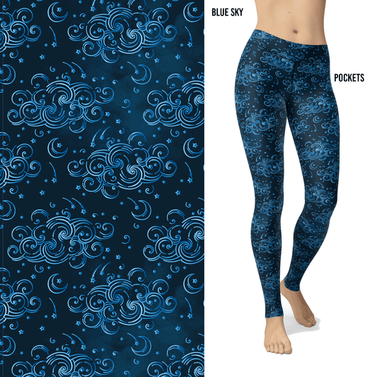 Blue Cloudy Sky Leggings MM