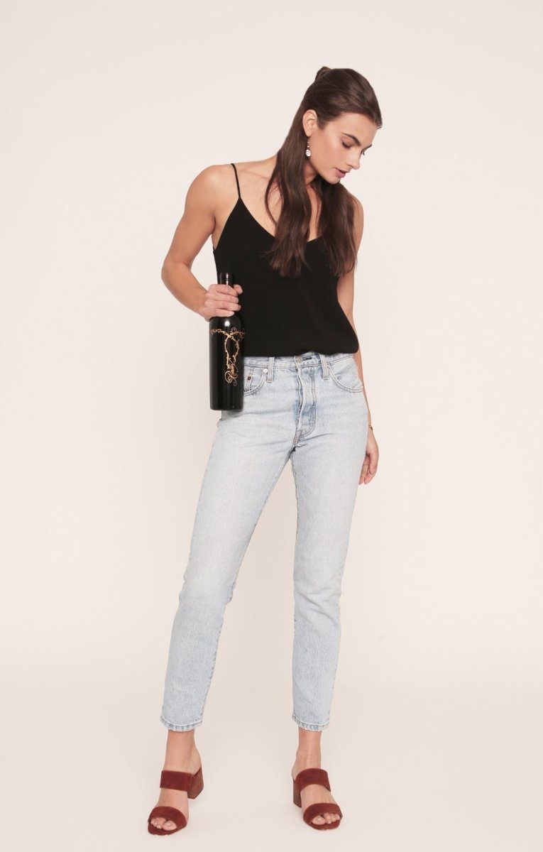 Coco Tank | Black Rayon | Adjustable Straps Camisole - Love Salve 