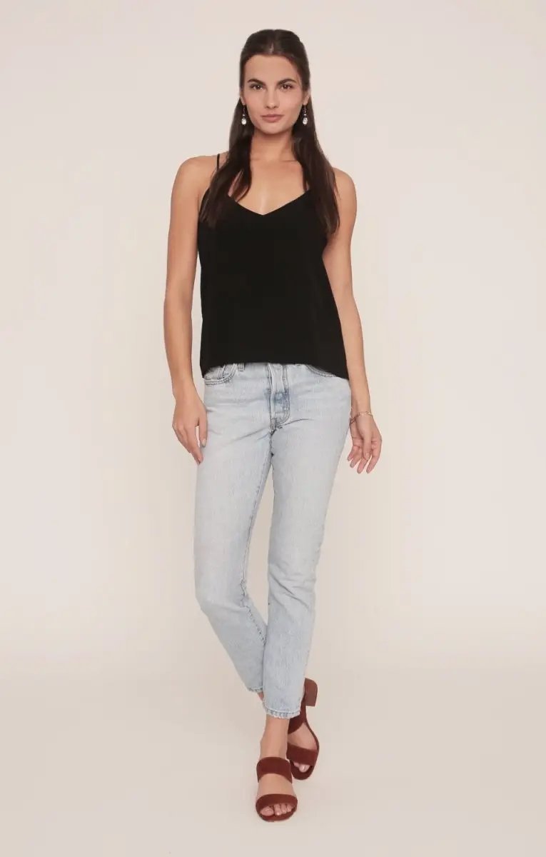 Coco Tank | Black Rayon | Adjustable Straps Camisole - Love Salve 