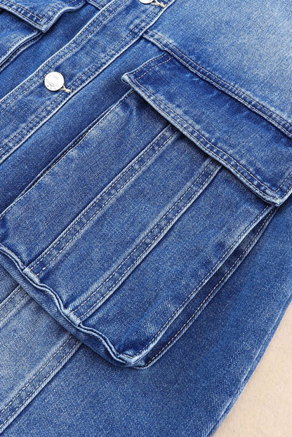 Collared Neck Button Up Denim Jacket for Women Fashion - Love Salve 
