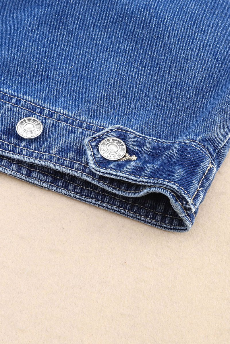Collared Neck Button Up Denim Jacket for Women Fashion - Love Salve 