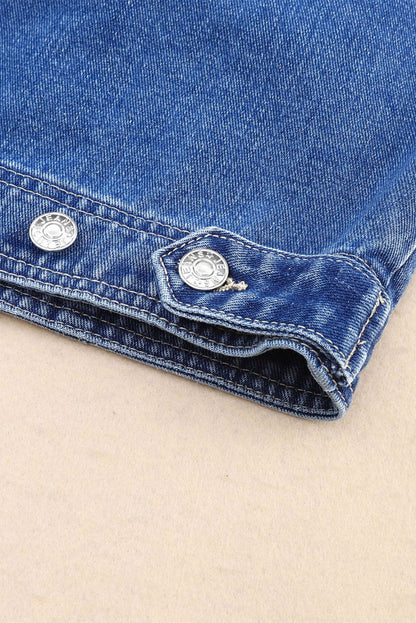 Collared Neck Button Up Denim Jacket for Women Fashion - Love Salve 