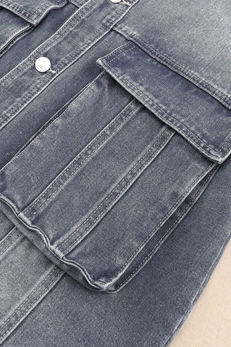 Collared Neck Button Up Denim Jacket for Women Fashion - Love Salve 