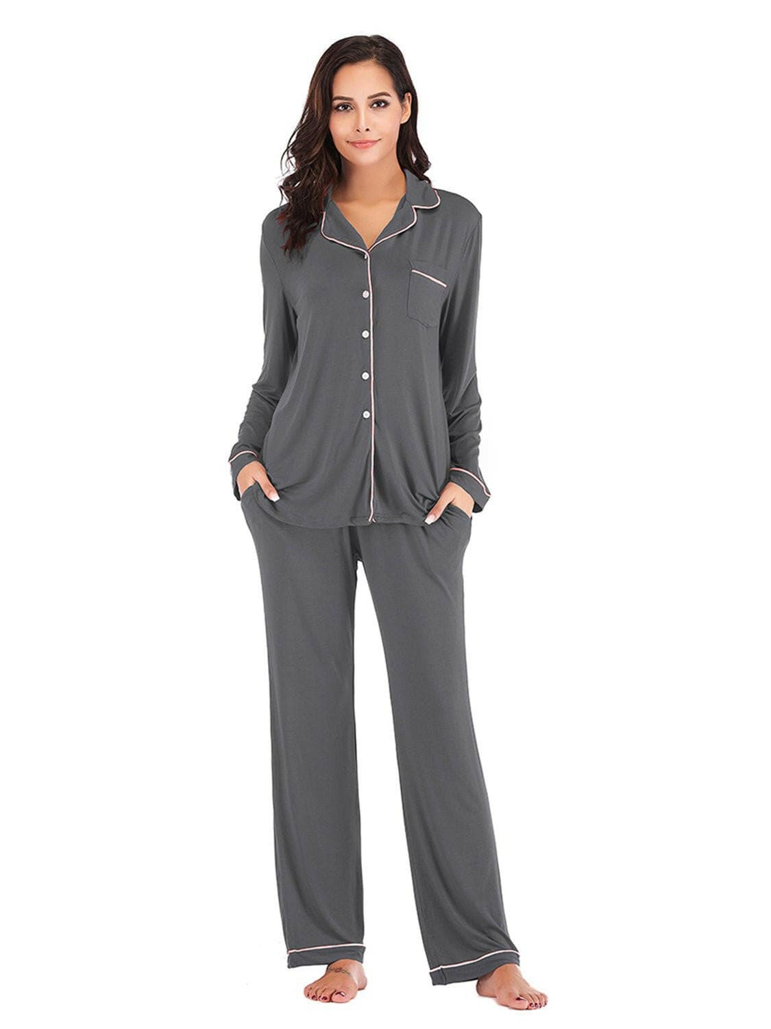 Cozy Collared Lounge Set with Handy PocketsCozy Collared Lounge Set with Handy Pockets
 Indulge in the perfect blend of comfort and style with our Cozy Collared Lounge Set. Elevate your loungewear game with tLove Salve Cozy Collared Lounge Setlounge