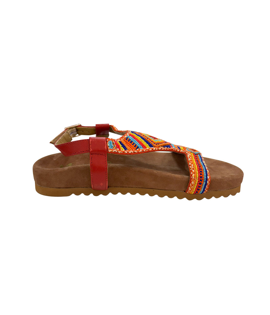 Colo Beaded Orange Sandal With Arch Support Buckle Naughty Monkey