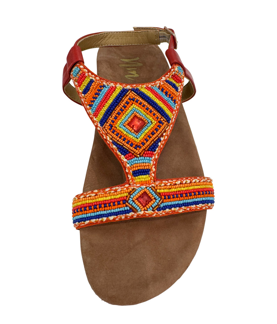 Colo Beaded Orange Sandal With Arch Support Buckle Naughty Monkey