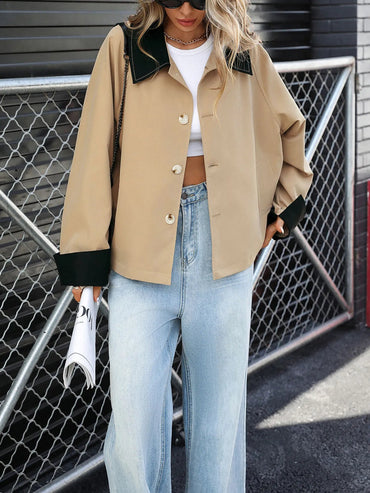 Color Block Button - Up Casual Jacket - Love Salve