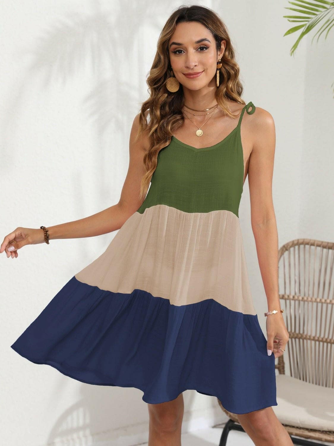 Color Block Spaghetti Strap Cover-Up Dress - Love Salve