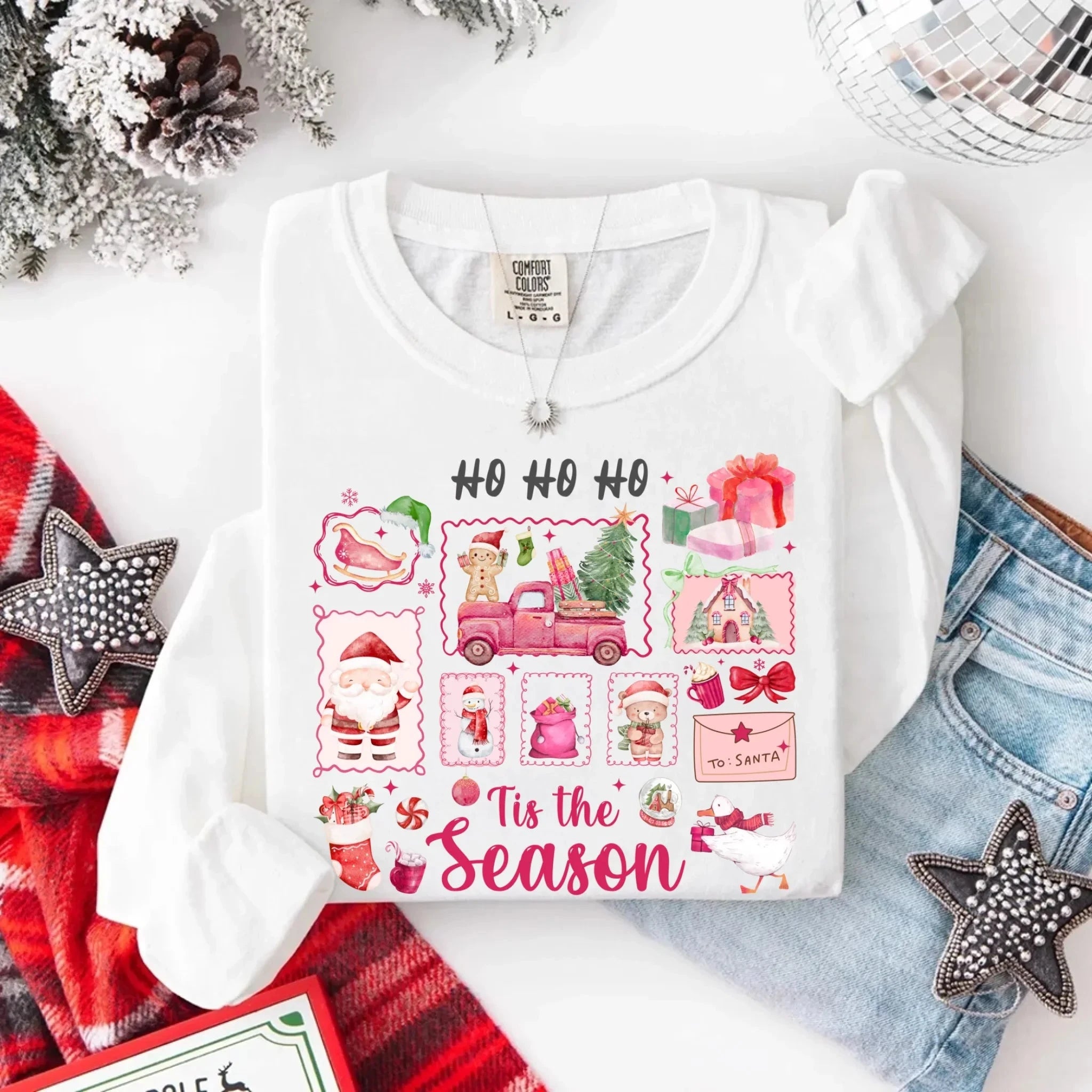 Comfort Colors Long Sleeve Ho Ho Ho Tis The Season Christmas Shirt Adorb Custom Tees