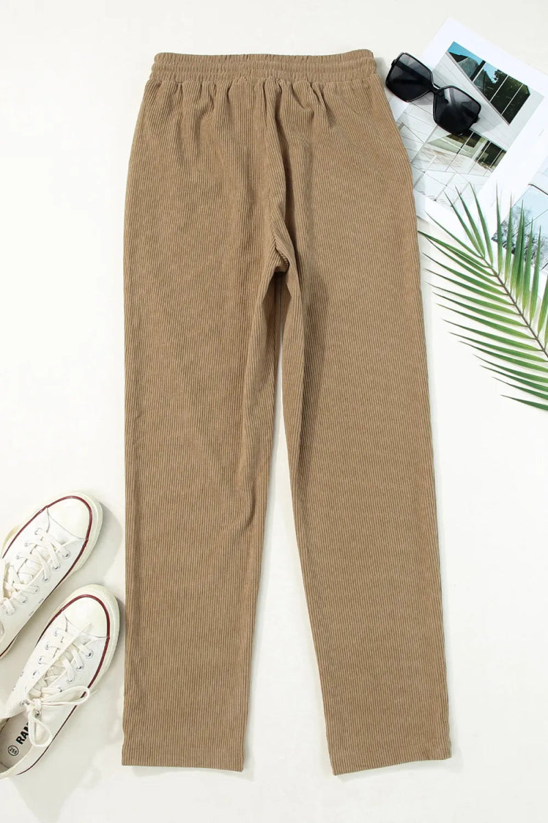 Comfortable Drawstring Straight Pants with Pockets - Love Salve 