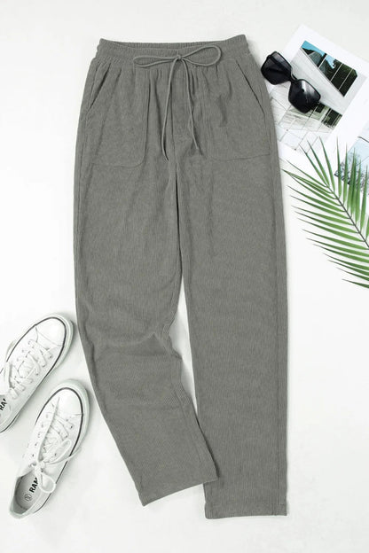 Comfortable Drawstring Straight Pants with Pockets - Love Salve 