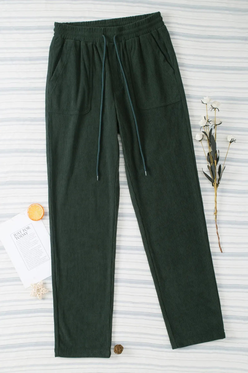 Comfortable Drawstring Straight Pants with Pockets - Love Salve 