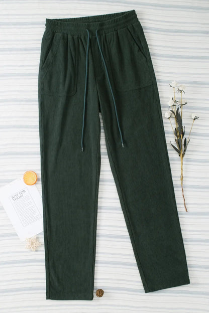Comfortable Drawstring Straight Pants with Pockets - Love Salve 