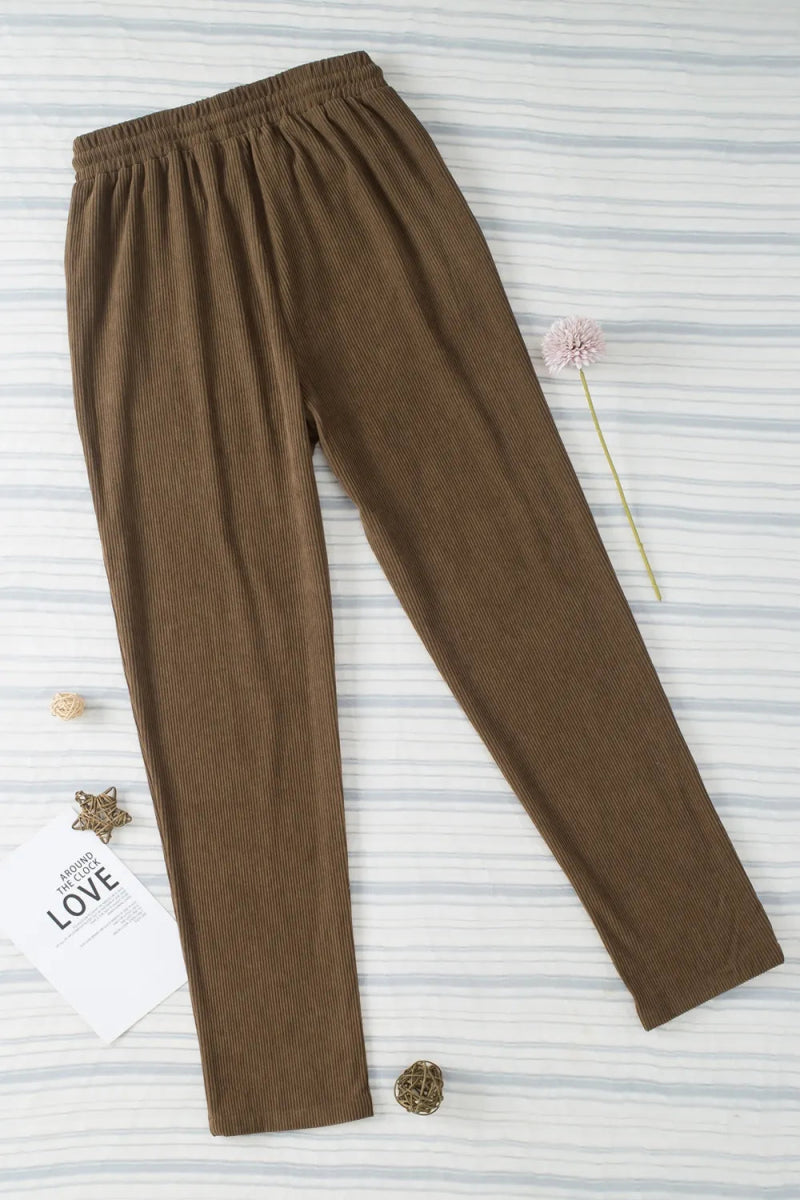 Comfortable Drawstring Straight Pants with Pockets - Love Salve 