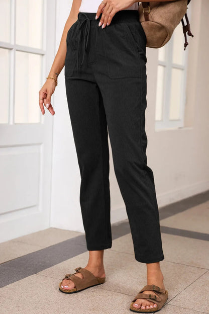 Comfortable Drawstring Straight Pants with Pockets - Love Salve 