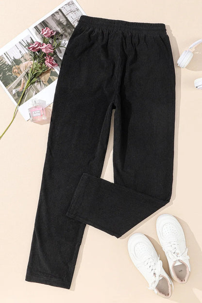 Comfortable Drawstring Straight Pants with Pockets - Love Salve 