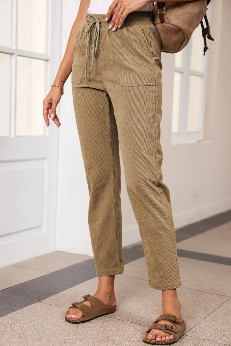 Comfortable Drawstring Straight Pants with Pockets - Love Salve 