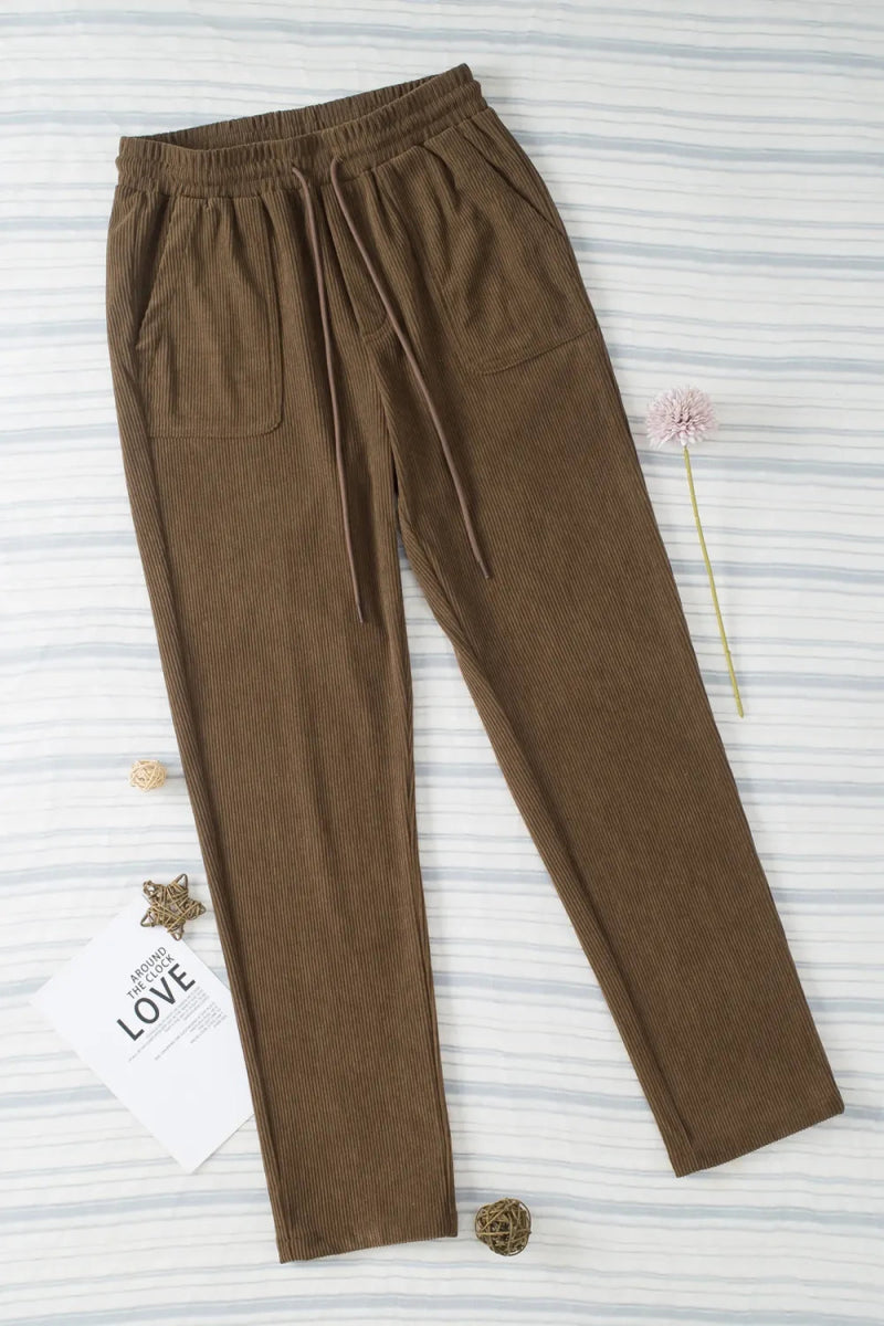 Comfortable Drawstring Straight Pants with Pockets - Love Salve 