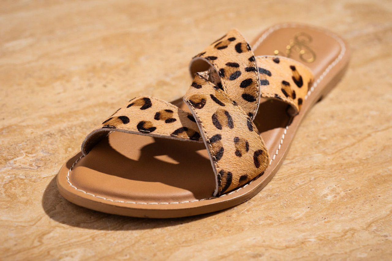 Conga Sandal Naughty Monkey Leopard Hair On Hide Leather Naughty Monkey