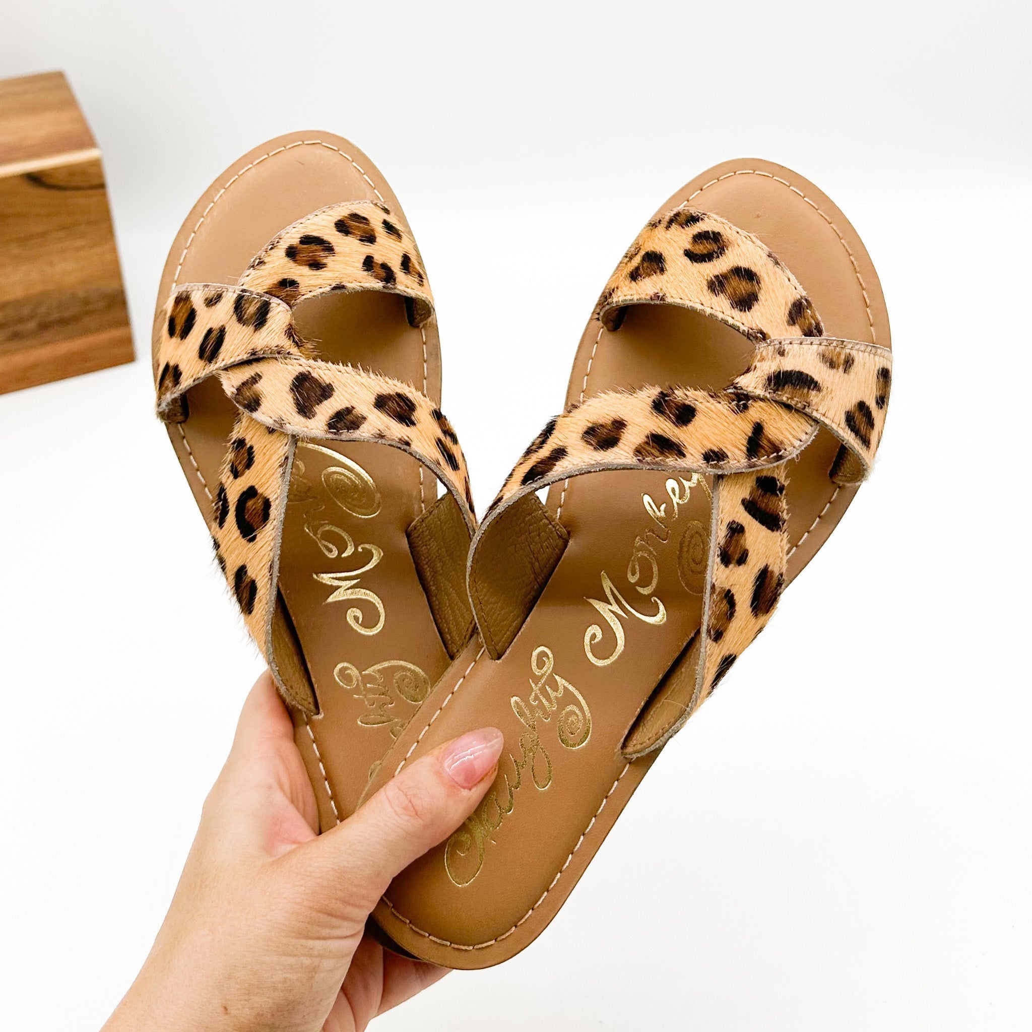Conga Sandal Naughty Monkey Leopard Hair On Hide Leather Naughty Monkey