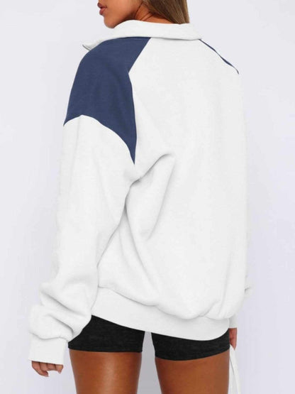 Contrast Quarter Zip Long Sleeve Sweatshirt - Love Salve 